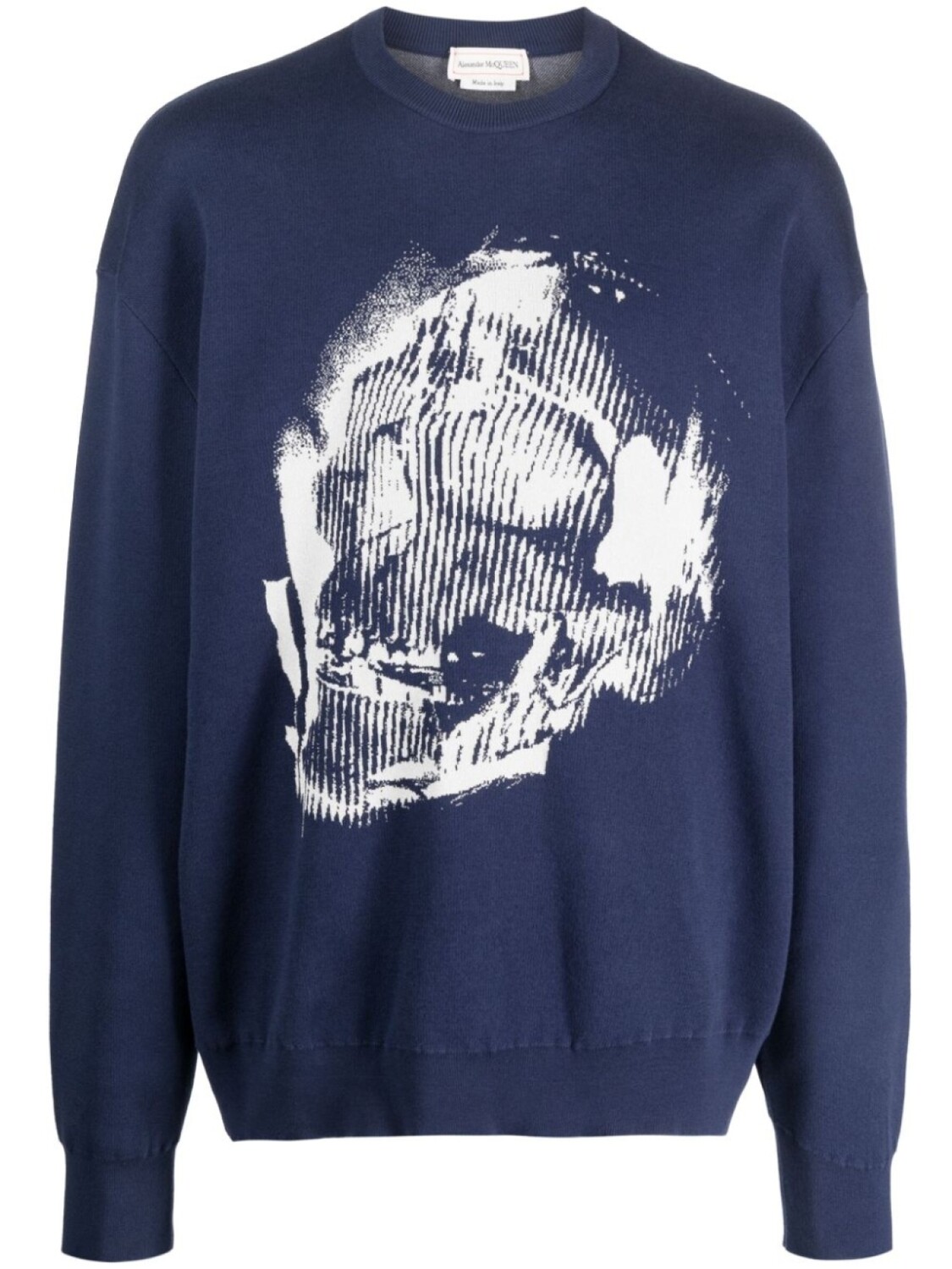 

Alexander McQueen жаккардовый джемпер Skull Graffiti, синий