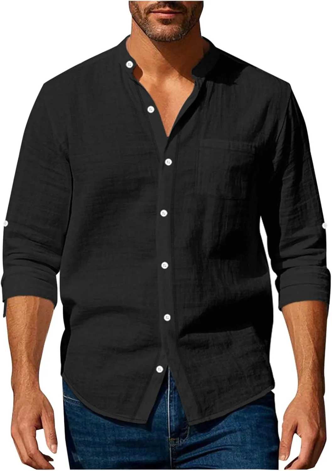 Мужская рубашка с длинным рукавом Cotton Linen Button Down