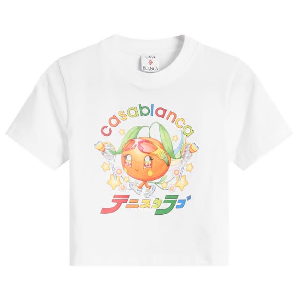 

Укороченная детская футболка с оранжевым талисманом Casablanca, белый