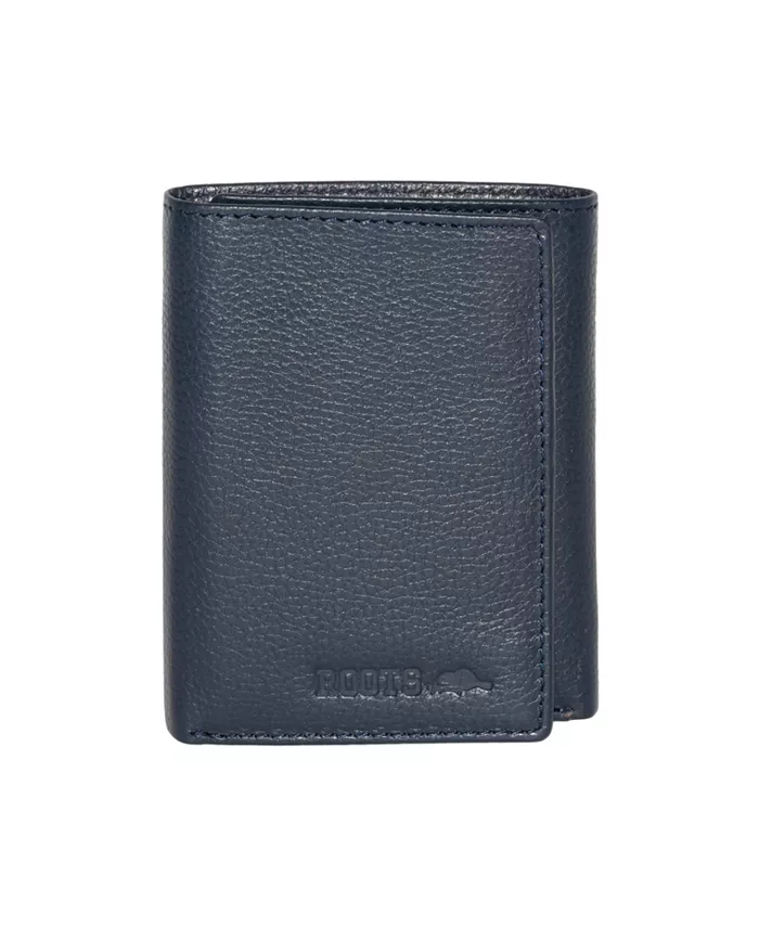 

Мужской кожаный трехстворчатый кошелек Men Leather Trifold Wallet Roots, синий