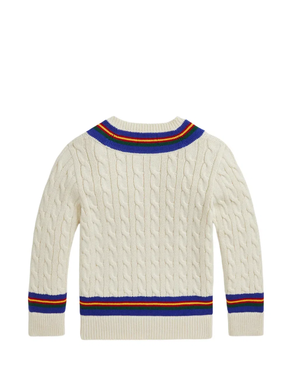 Свитер крупной вязки с V-образным вырезом Polo Ralph Lauren Kids, нейтральный — фото 2