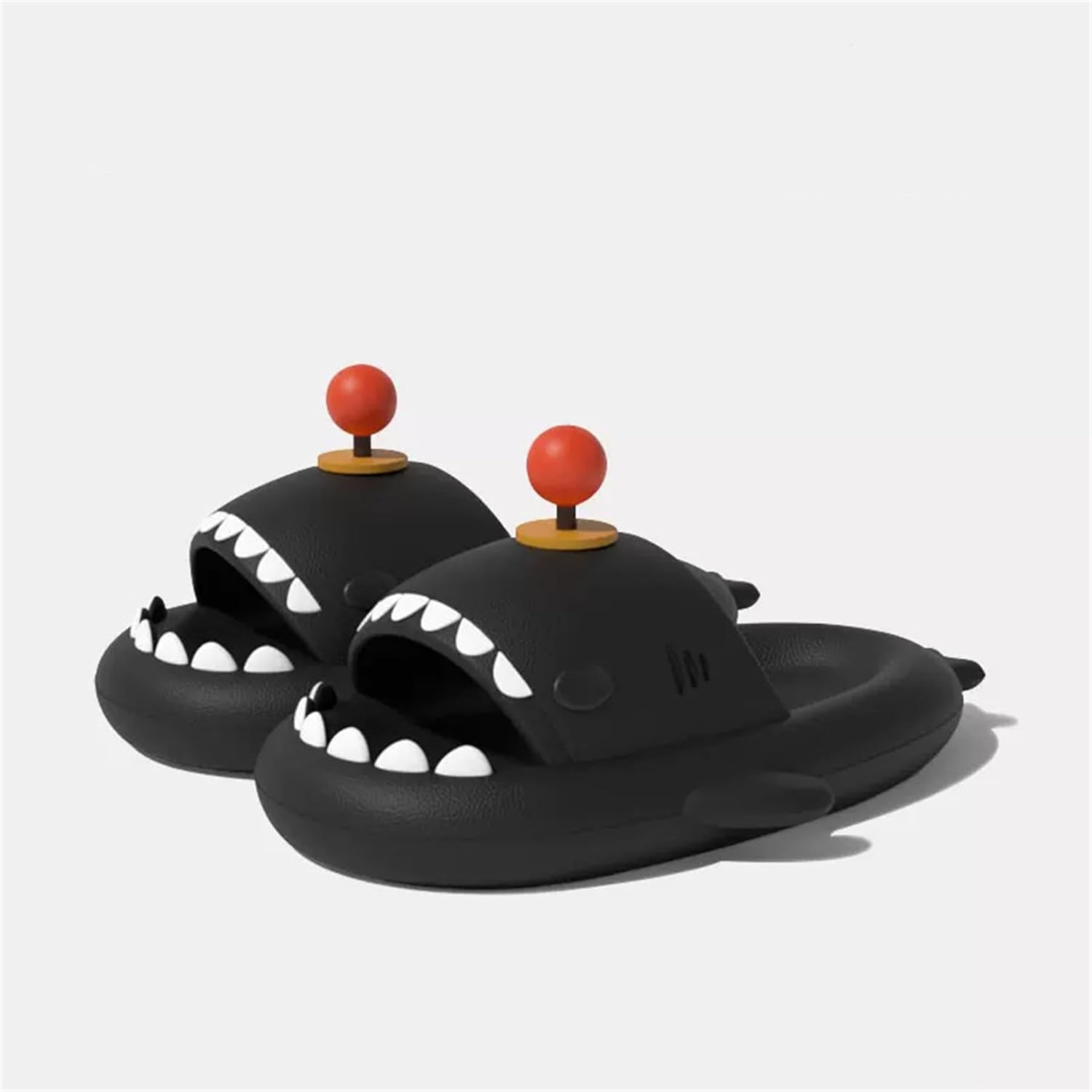 Шлепанцы Shark Cloud, милые мультяшные тапочки с акулами для дома и улицы, для женщин и мужчин, сандалии с открытым носком для душа и для пар Ythspnze, черный — фото 2