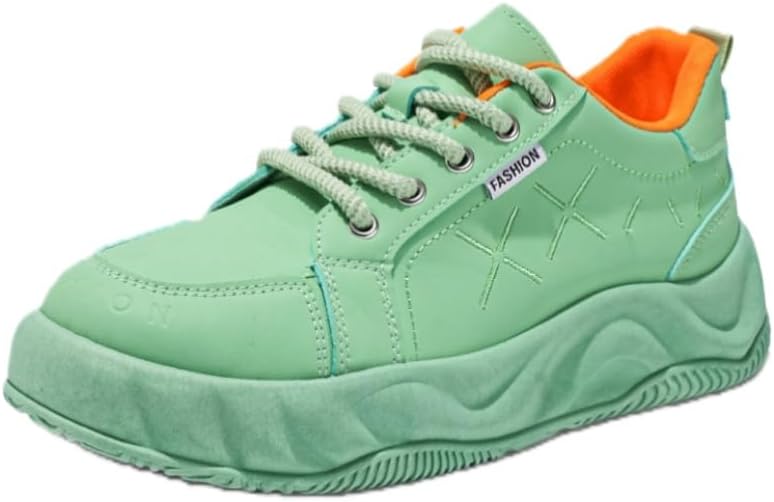 

Мужские модные спортивные кроссовки с толстой подошвой - противоскользящие, прочные, удобные, с шнуровкой, подходят для всех сезонов Fusecottc, зеленый