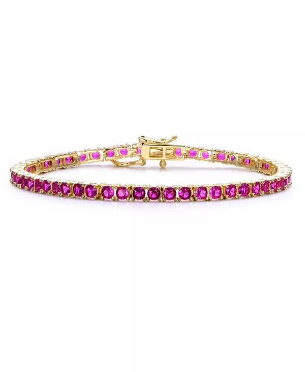

Теннисный браслет из стерлингового серебра с цветными кубическими цирконами 3 мм с покрытием из белого золота, черного золота, 14-каратного золота или 18-каратного розового золота Genevive, red