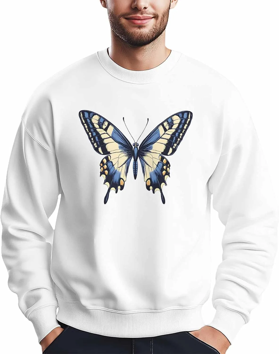 

Мужской свитшот с градиентом и принтом бабочки Winvebermior