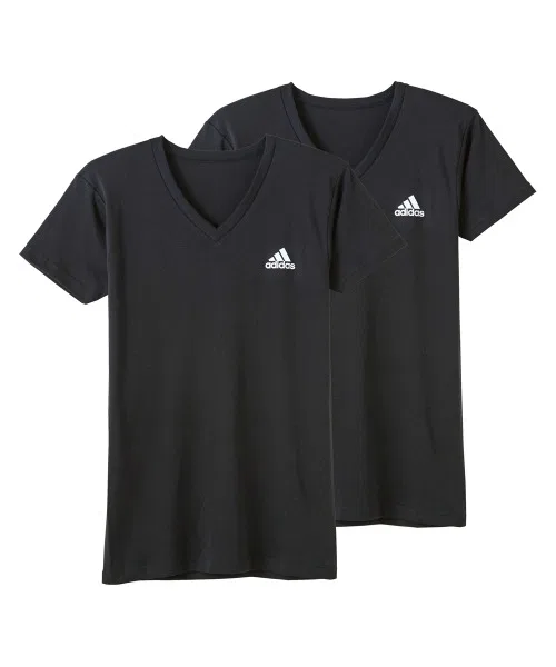 Футболка детская V-образным вырезом adidas 2 шт чёрная