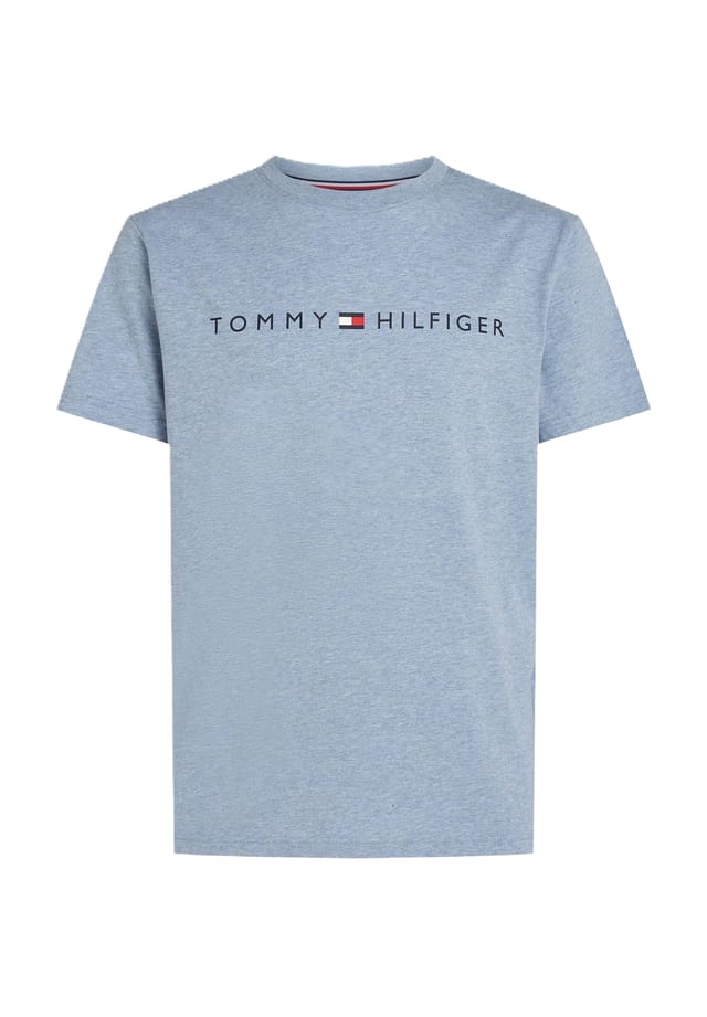 

Оригинальный дизайн логотипа на хлопковом верхе пижамы Tommy Hilfiger, голубой