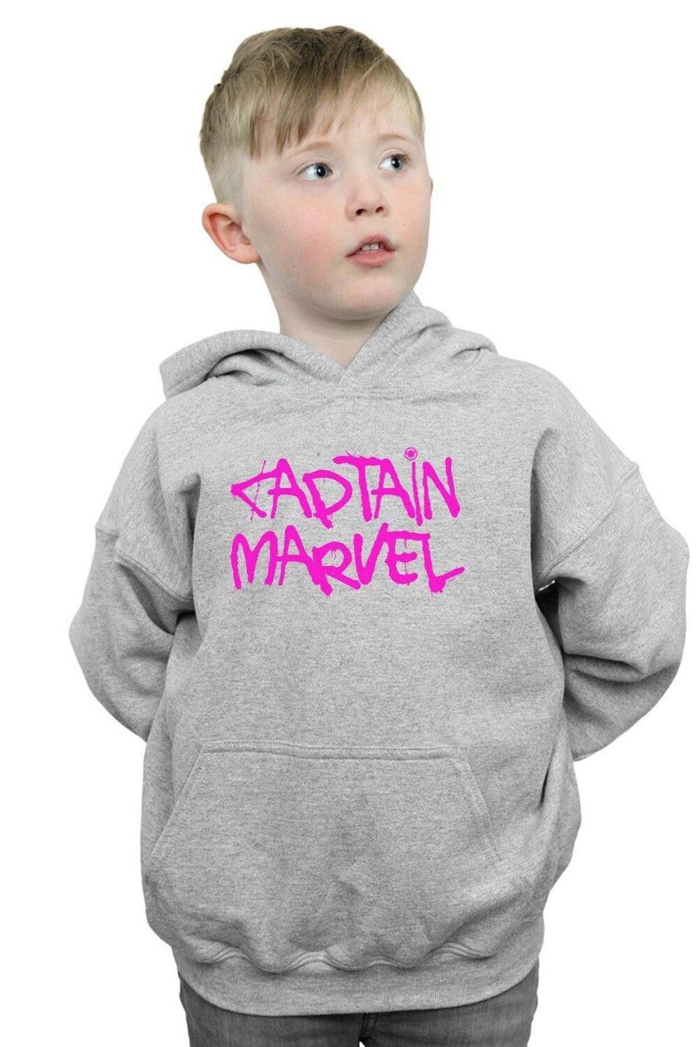 

Толстовка с надписью Captain Marvel, серый