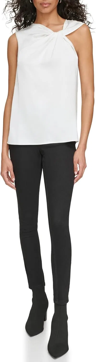Блуза, спортивная, sleeveless с twist neck, Calvin Klein, белый
