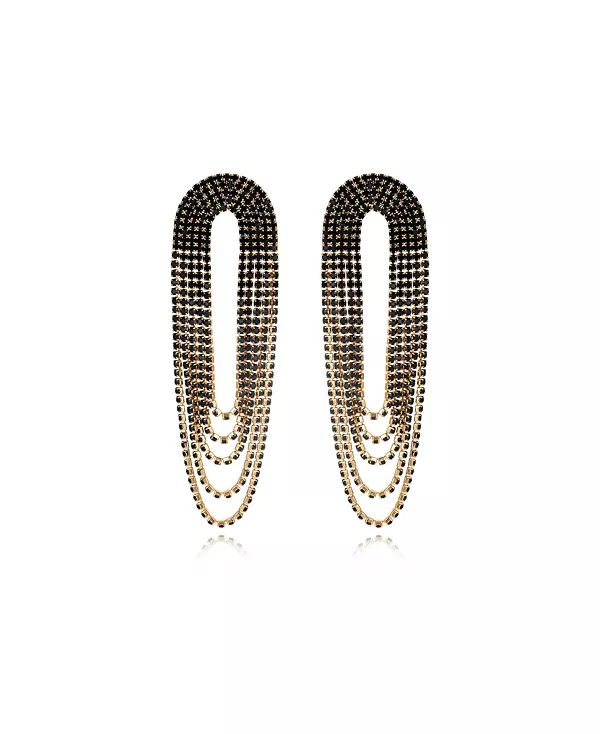 

Серьги с бахромой из стеклянной драпировки, покрытые 18-каратным золотом Ettika, black