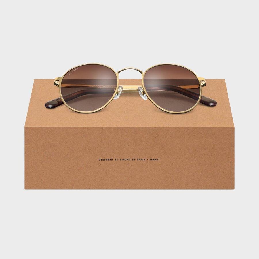 

SIROKO Круглые солнцезащитные очки Camden Brown из нержавеющей стали для мужчин и женщин.