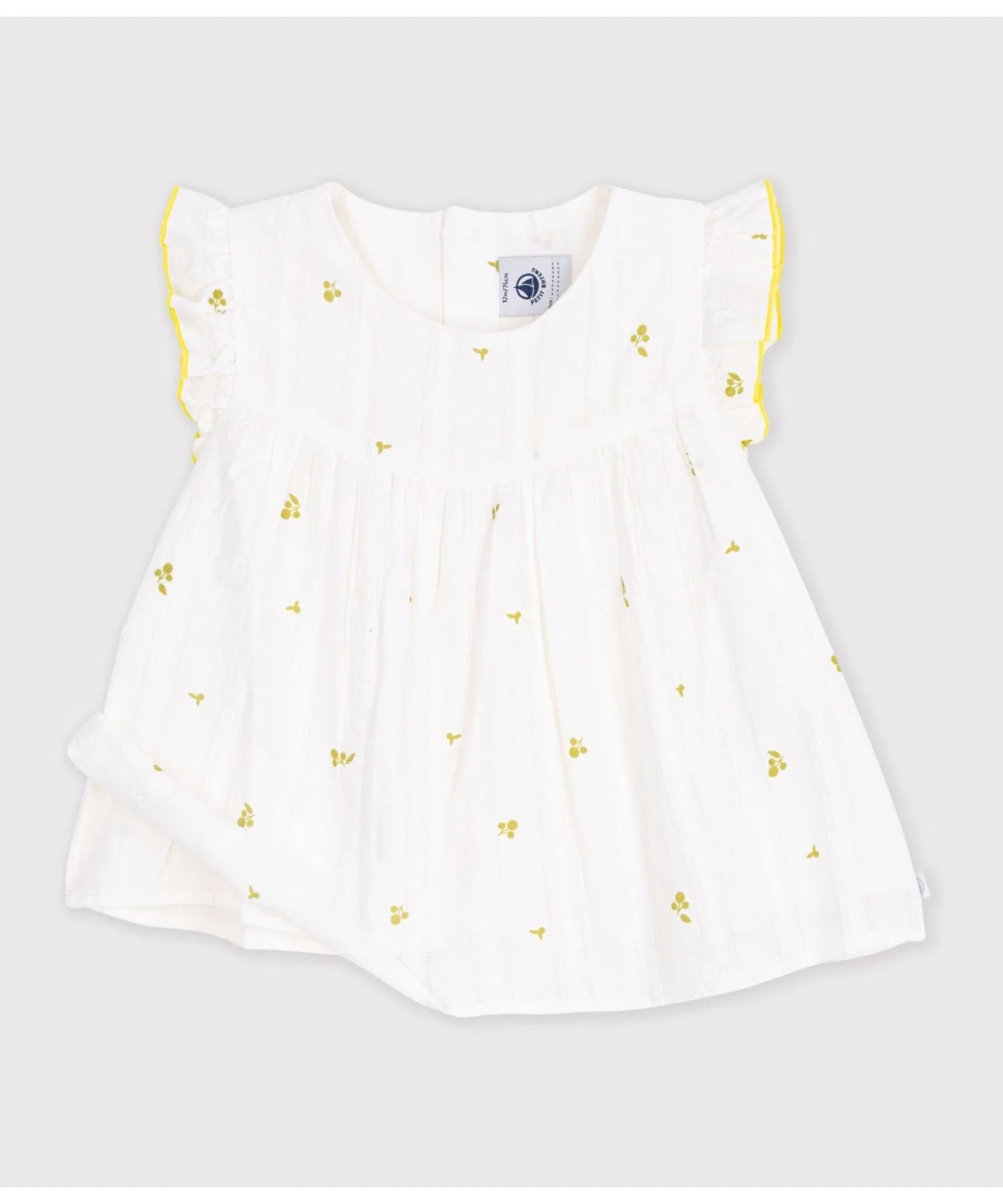 Детская футболка с цветочным принтом PETIT BATEAU бело-зелёная — фото 2