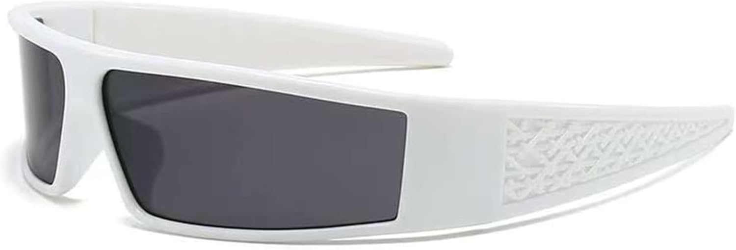 

Футуристические солнцезащитные очки в стиле Y2K с защитой от ультрафиолета UV400, обхватывающие голову, для мужчин и женщин, модные новые очки в квадратной оправе IMXPW, C2 White/Black