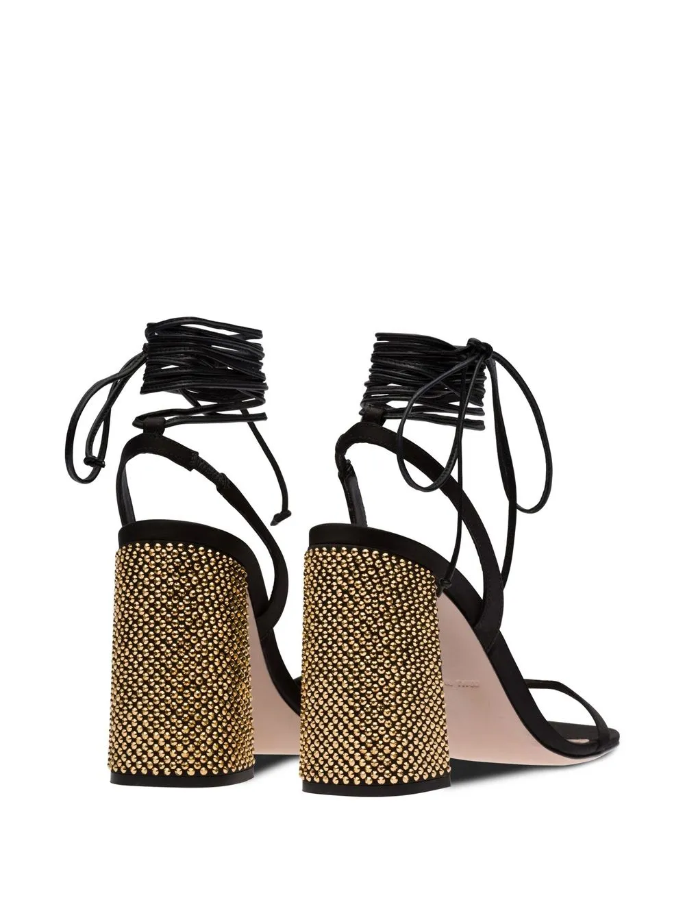 Босоножки с завязками на щиколотке MIU MIU, черный — фото 3