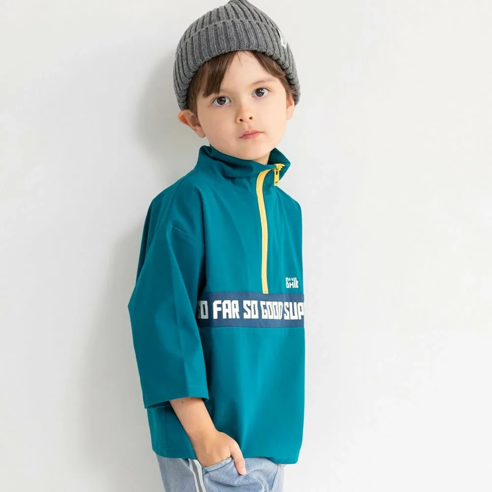 Футболка с рукавами 3/4 и молнией до середины груди [Dry Mesh] Branshes, green