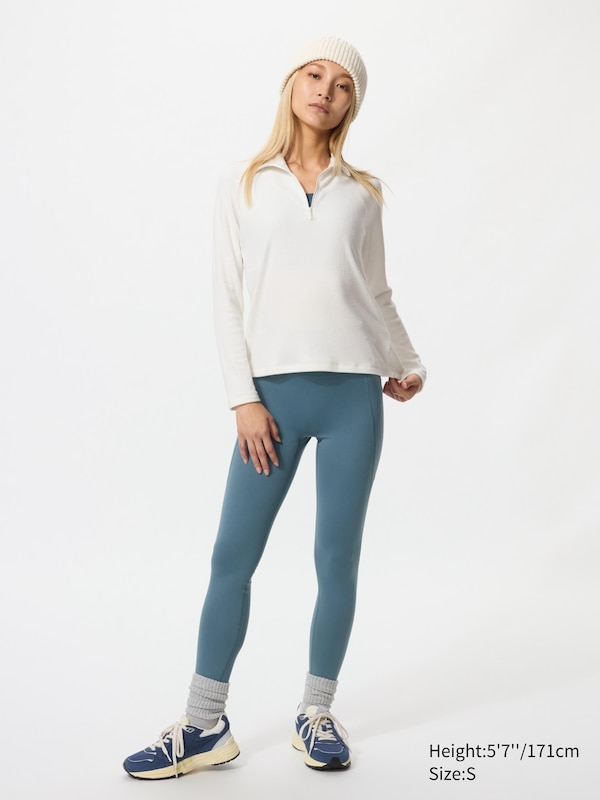 Флисовая футболка HEATTECH с молнией 1/2 Uniqlo, 09 black — фото 2