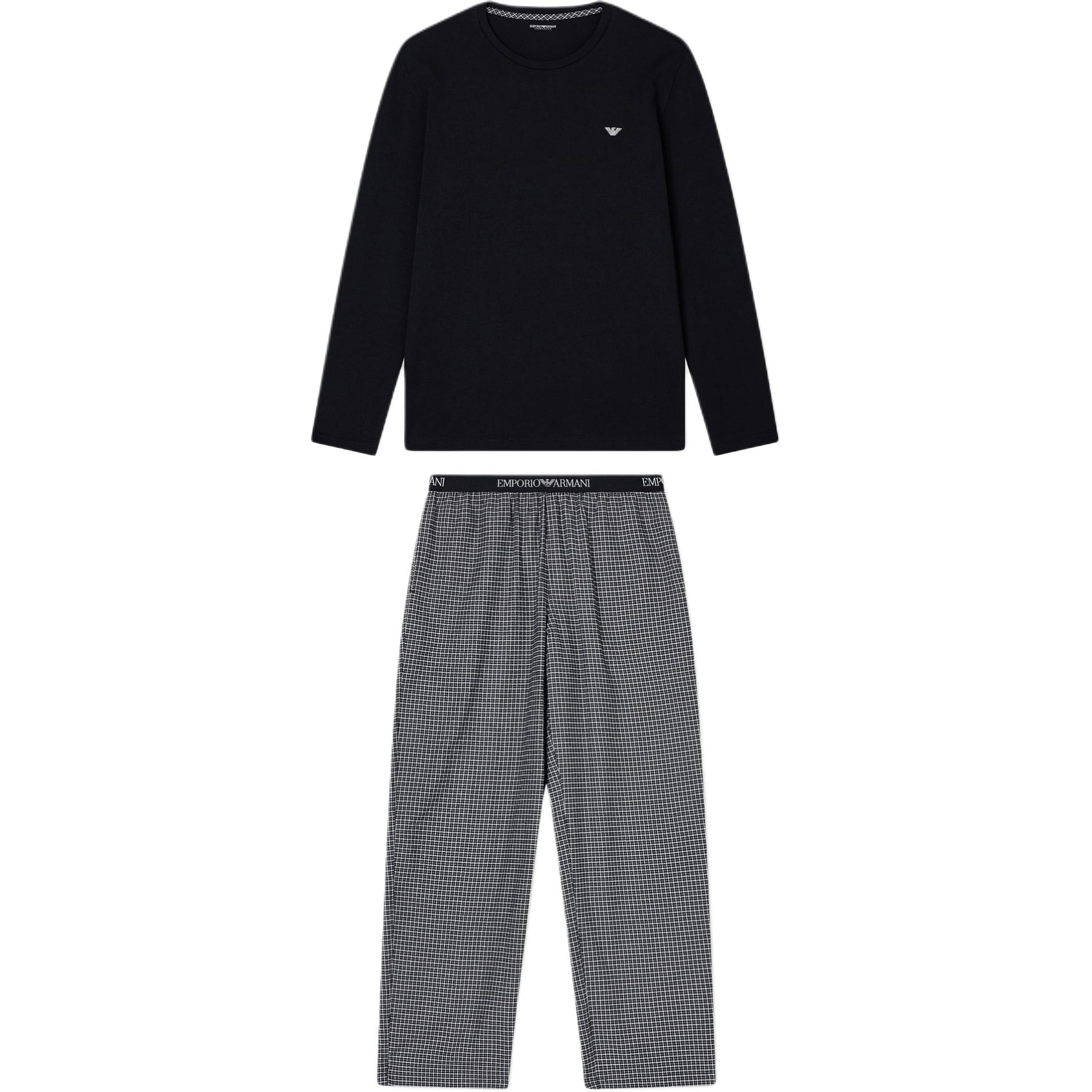 

Eagle logo Cotton Pajama Top EMPORIO ARMANI, черный/серый черный