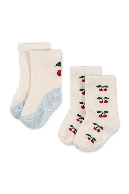 Носки детские с рисунком 2 шт JACQUARD CHERRY SOCKS Konges Sløjd, бежевый