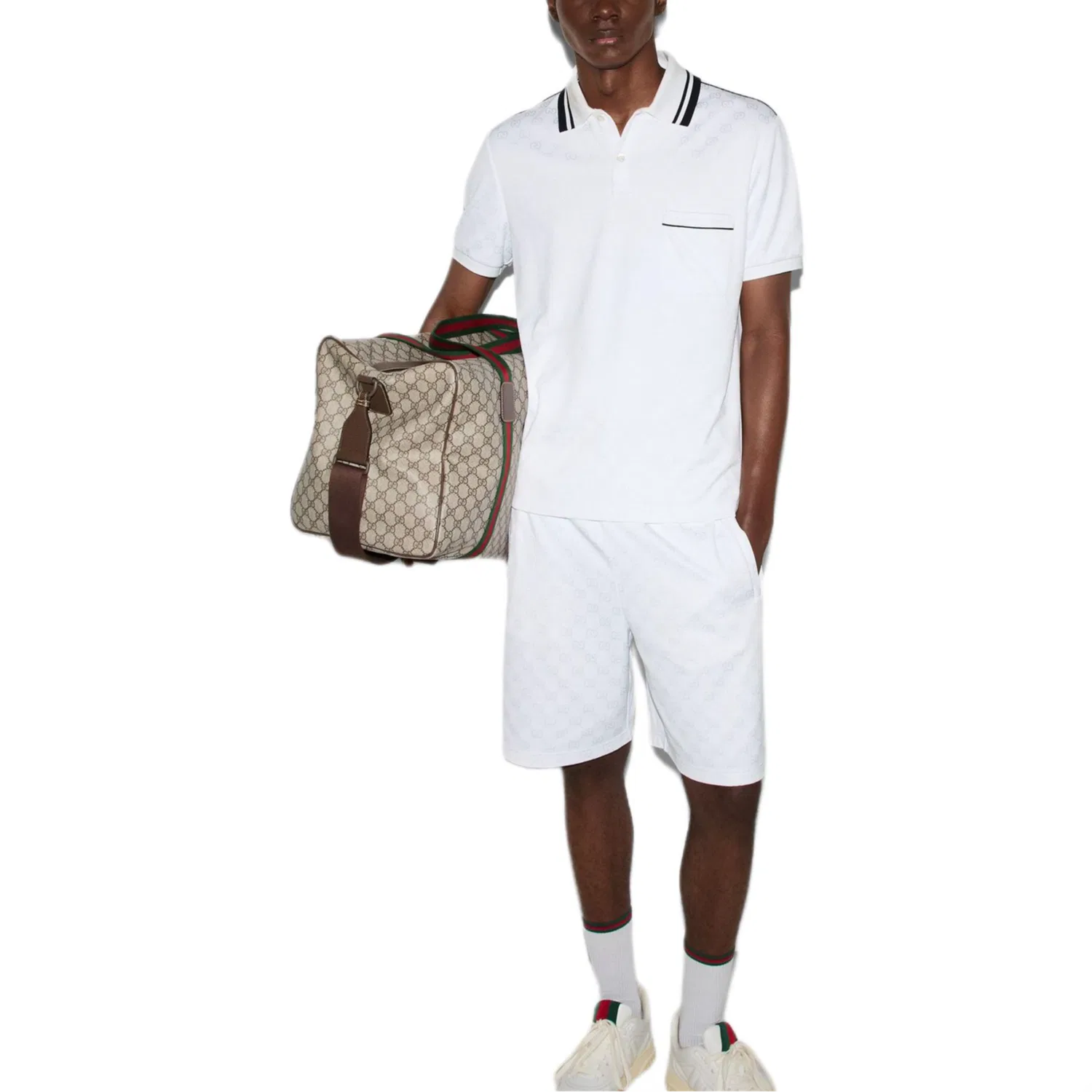 Шорты GUCCI Gg White на завязках, мужские, летние, белые — фото 3