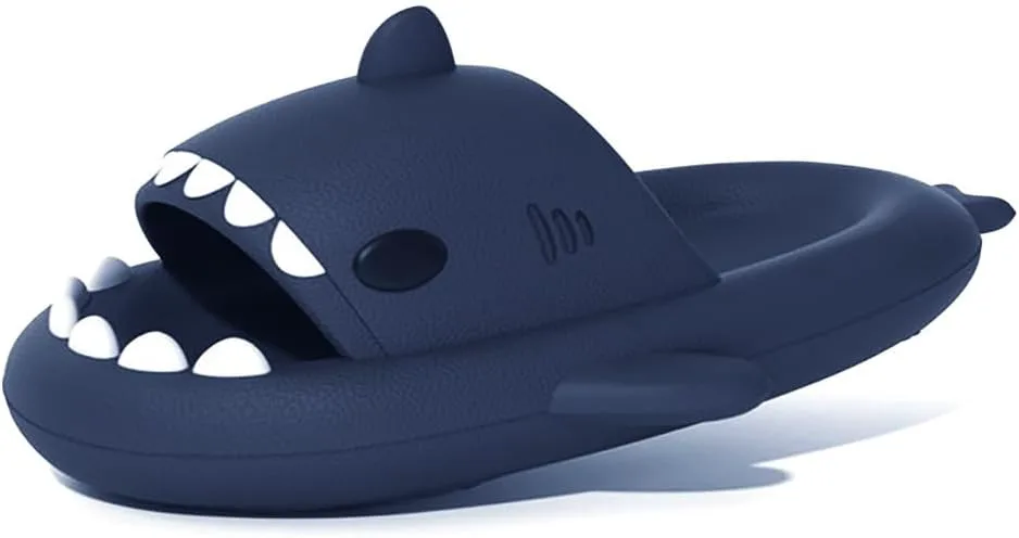 

Шлепанцы welltree Shark для женщин и мужчин, оригинальные тапочки-подушки, шлепанцы с открытым носком и амортизирующей подошвой, темно-синий