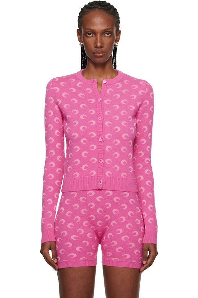 

Кардиган облегающего кроя из жаккардовой вязки «Лунный» Marine Serre, розовый