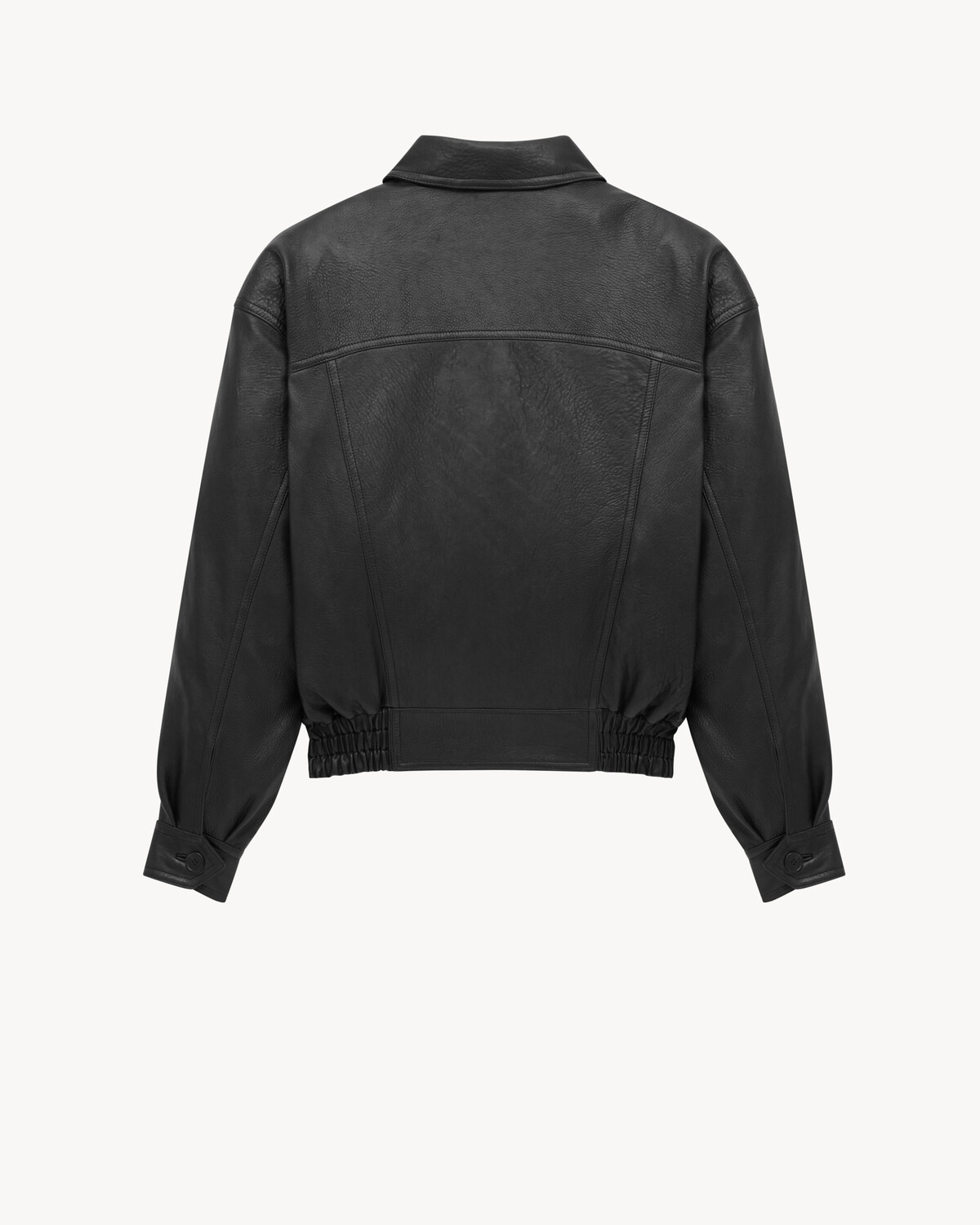 Бомбер из пузырчатой овечьей кожи Saint Laurent, черный — фото 2