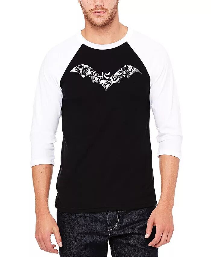 

Мужская бейсбольная футболка с надписью «Bat Raglan» на Хэллоуин LA Pop Art, черный