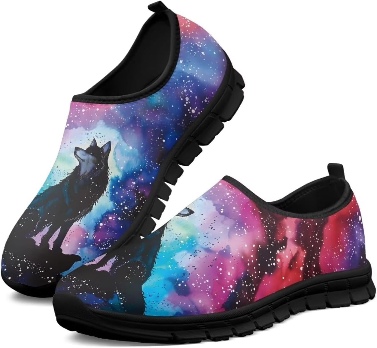 

Кроссовки для мужчин Hresuewn, модные, удобные, с нескользящей подошвой, спортивные с комфортной стелькой для тренировок и прогулок, Starry Sky Wolf