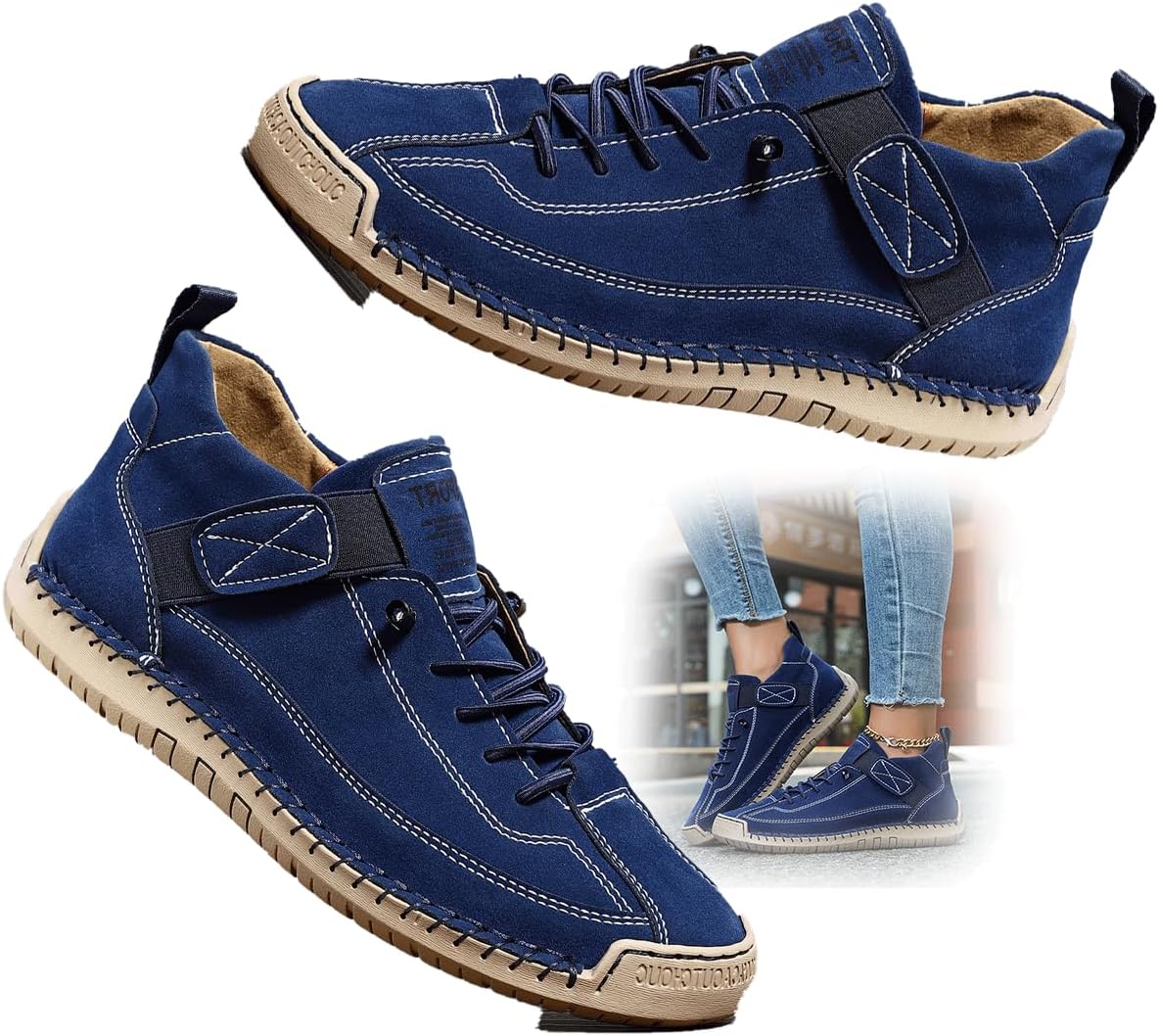 

Мужские лоферы без застежек для прогулок, дышащие и износостойкие для активного отдыха весной и осенью Generic, темно-синий