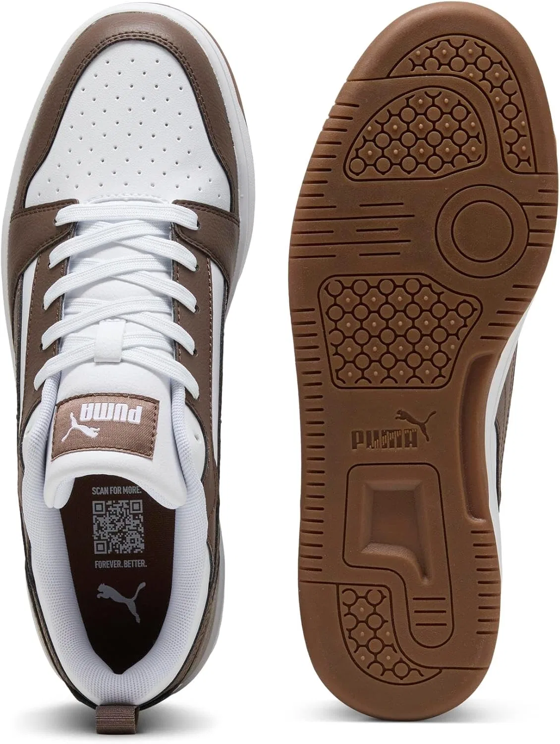 Кроссовки Puma Unisex Rebound V6 Low, Puma White Flat Bronze Rubber — фото 4