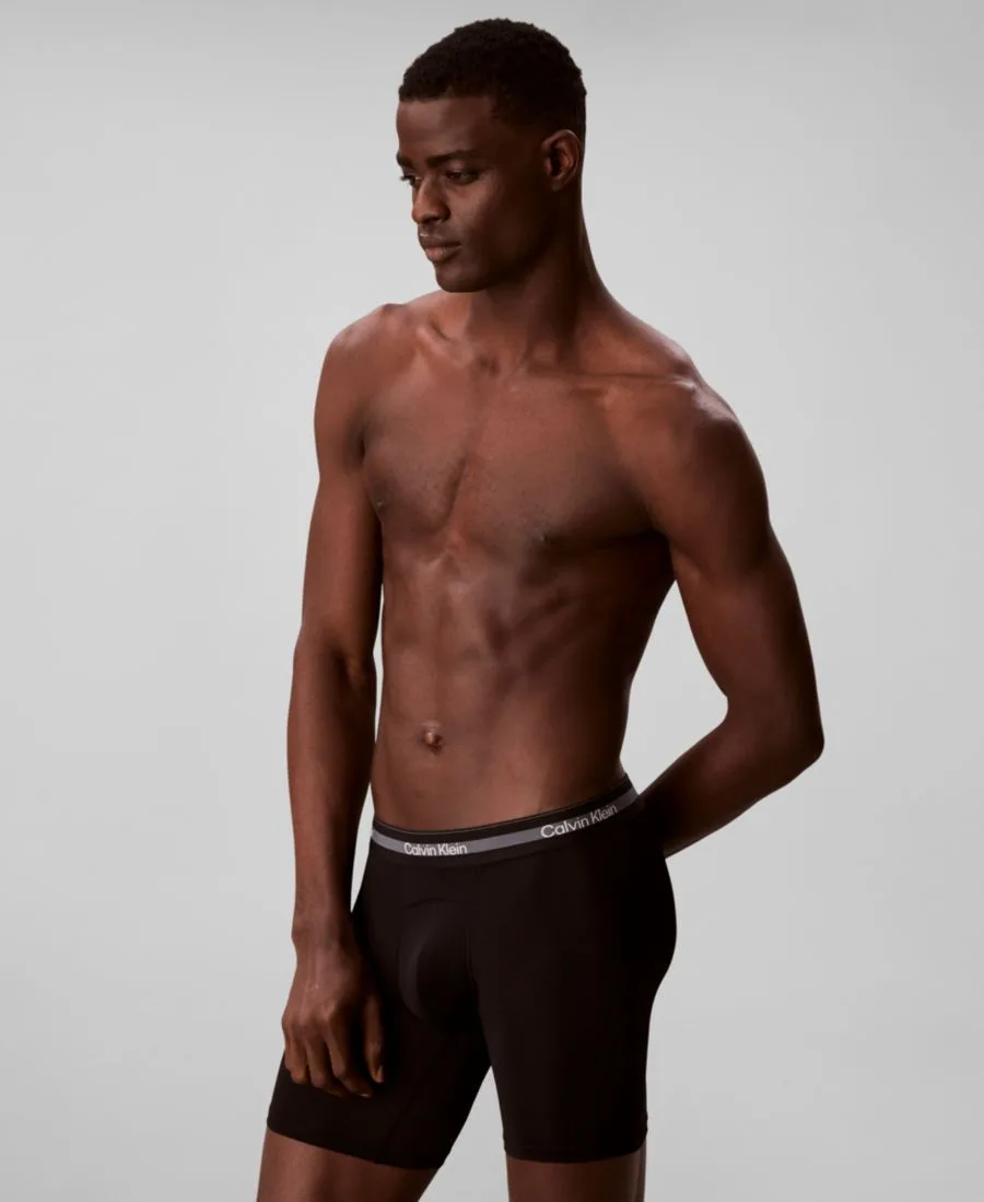 Мужские боксерские трусы Icon Active Mesh с удлиненными штанинами, комплект из 3 штук Calvin Klein, черный — фото 4