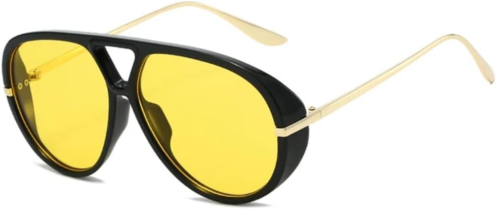 

Солнцезащитные очки для мужчин и женщин - защита UV400 - увеличенный размер с двойной перемычкой, конфетный цвет, для занятий спортом на открытом воздухе и вождения DSVIGF, Black Yellow