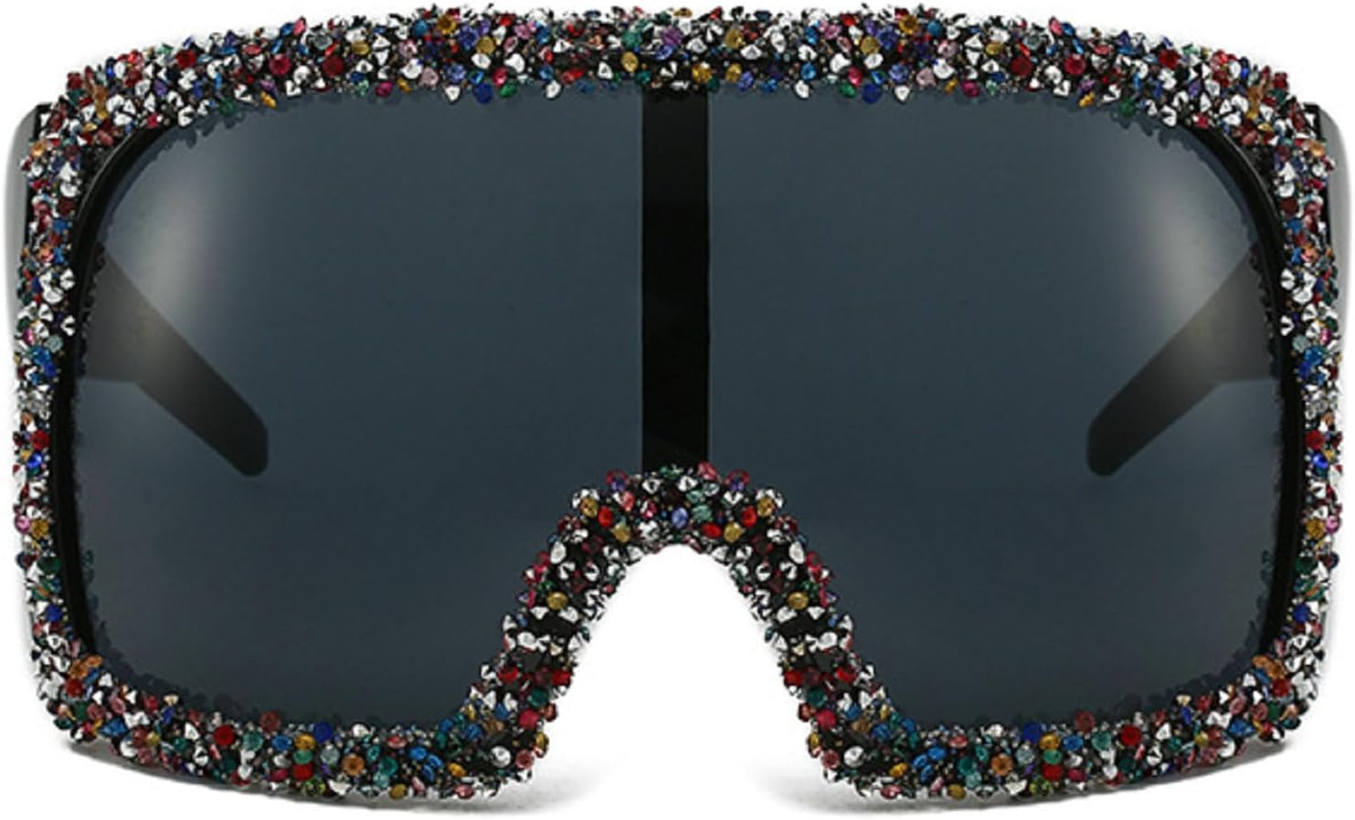 

Модные солнцезащитные очки-щитки большого размера для женщин и мужчин, 2024 год, стильные солнцезащитные очки в квадратной оправе с бриллиантовой окантовкой mincl, Black