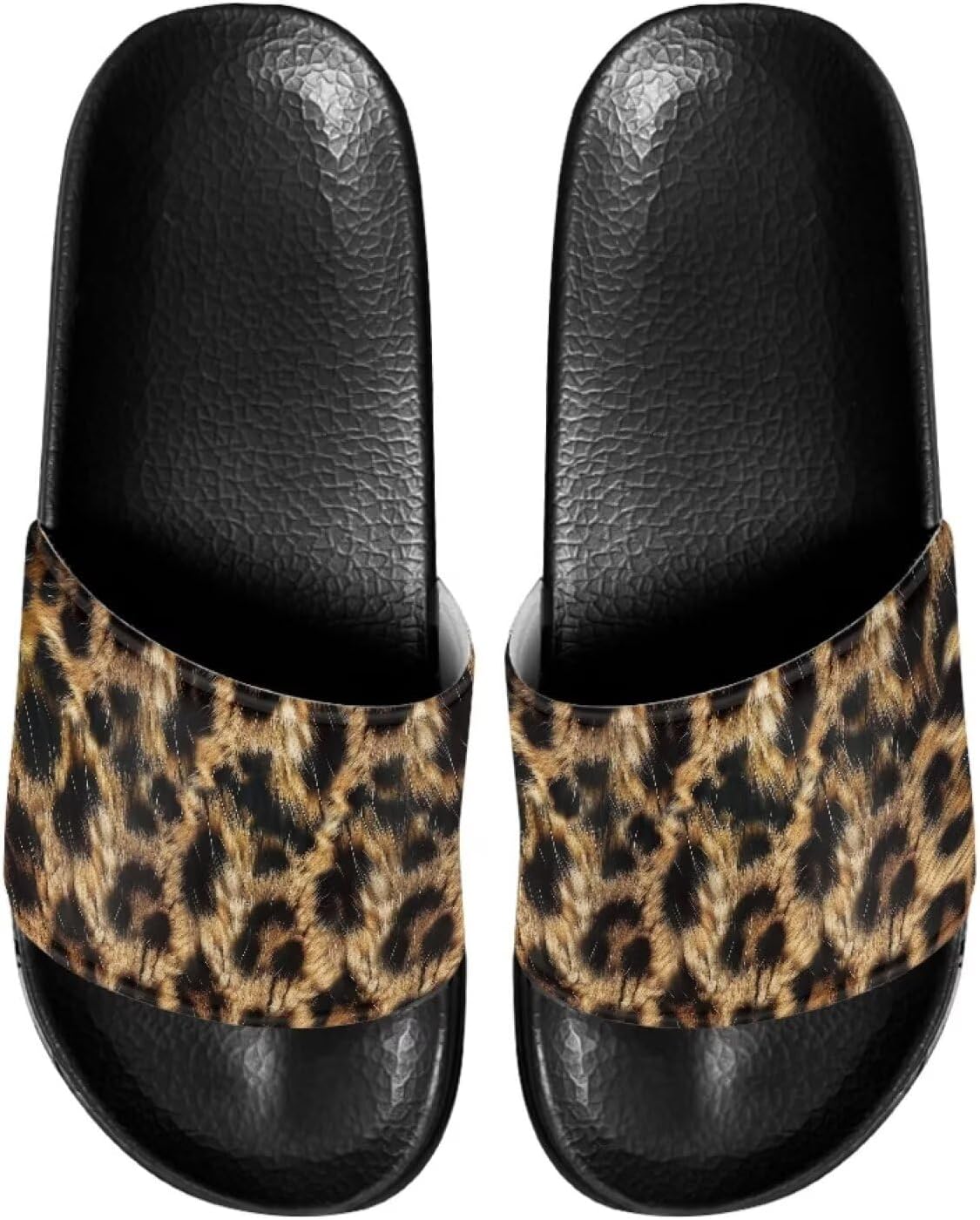 

Противоскользящие сланцы для женщин и мужчин, открытые босоножки для дома, удобные плоские шлепанцы для ванной и пляжа Annejudy, Leopard Print