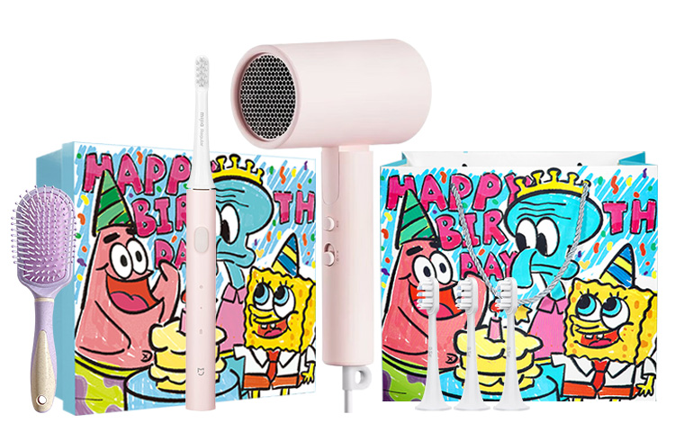

Фен для волос с отрицательными ионами H101 Mi, H101 (pink) + T100 (pink) (free air bag comb + gift bag + brush head *3) [gift box]