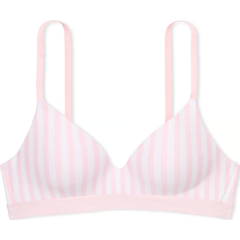 Victoria's Secret Футболка Lightly Lined Wireless Bra / Pink Stripes Bra женская розовая
