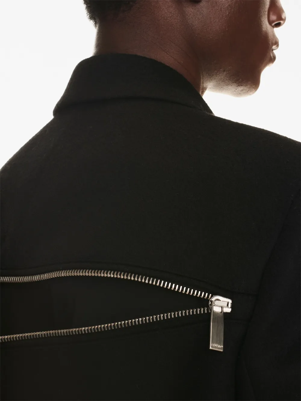 Пальто из вирджинской шерсти с молнией OFF-WHITE, черный — фото 2