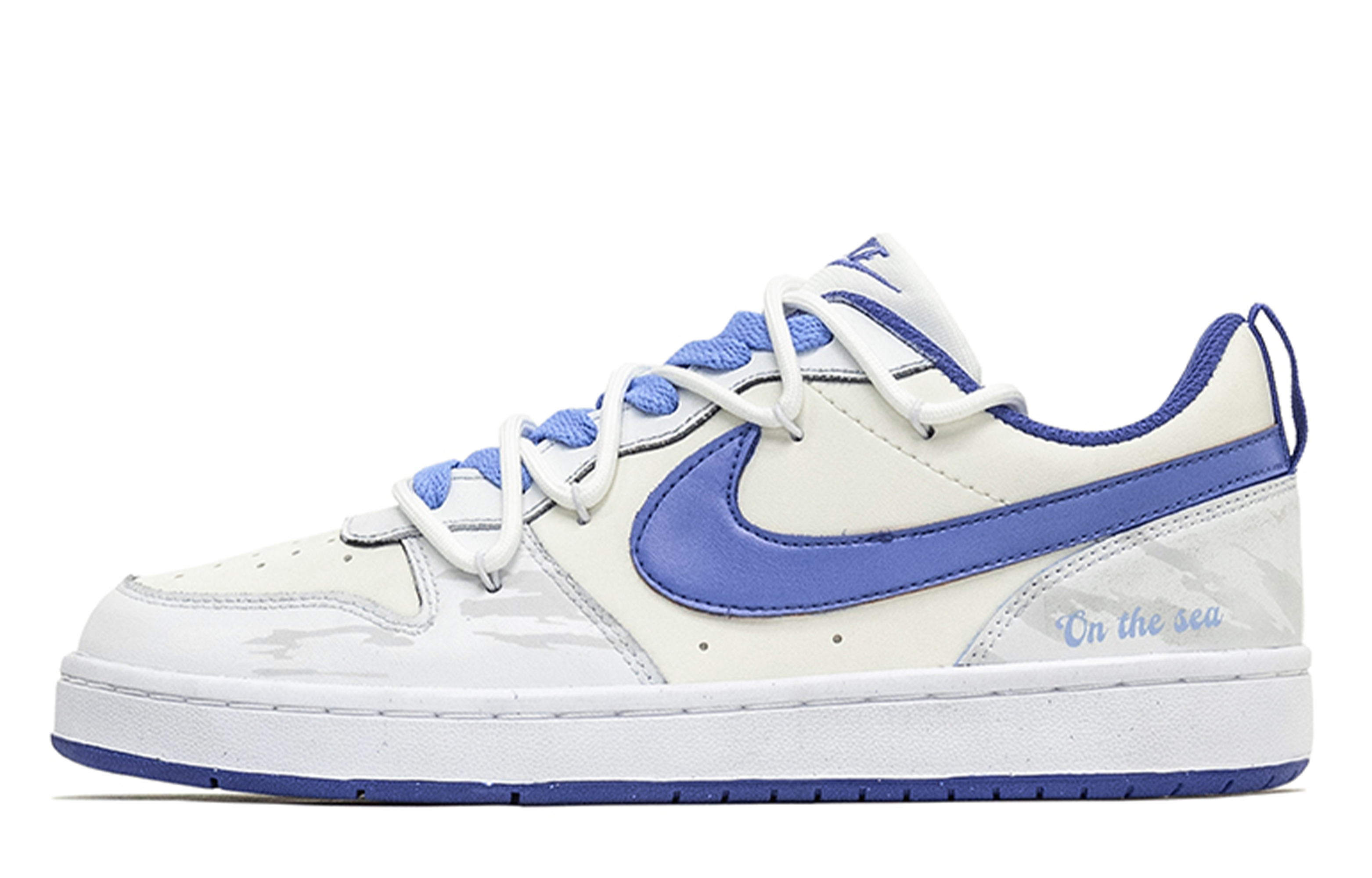 

Детские, подростковые, противоскользящие, износостойкие, низкие кроссовки для скейтбординга Court Borough Nike, синий/белый