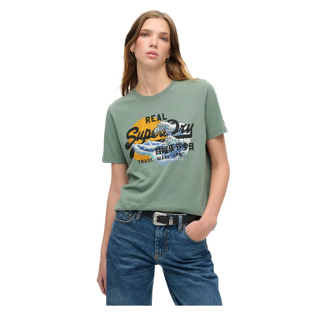 

Футболка Superdry Tokyo Vl Graphic, зеленый