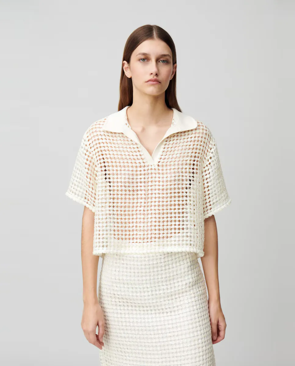 

Женский топ крючком с короткими рукавами Claudie Pierlot, белый