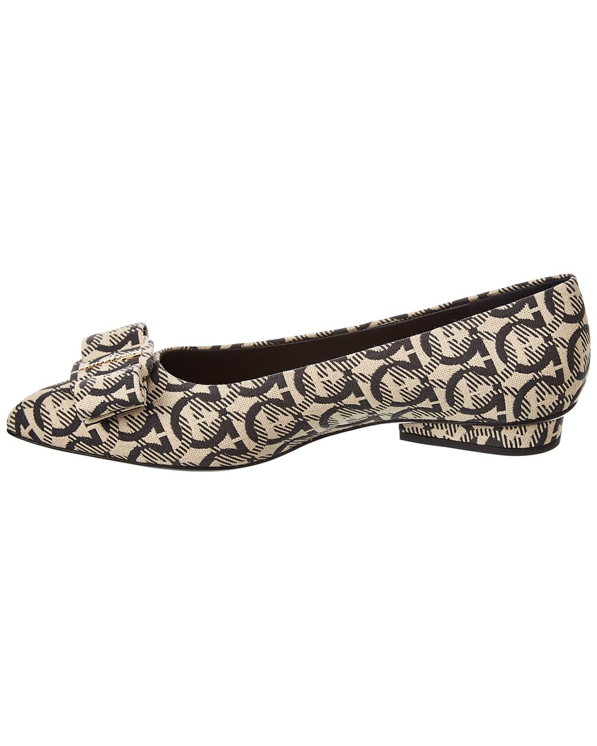 Ferragamo Viva Gancini балетки из ткани Salvatore Ferragamo, бежевый — фото 2