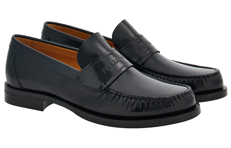 Ferragamo Феррагамо Лоферы из кожи с тиснением логотипа — фото 3