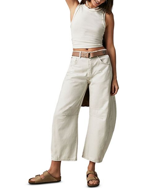 Джинсы Lucky You со средней посадкой Молочного цвета Free People, цвет White — фото 3