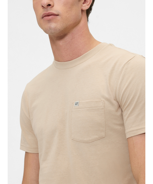 

Футболка унисекс с карманом из органического хлопка GAP, бежевая, Бежевый, Футболка унисекс с карманом из органического хлопка GAP, бежевая