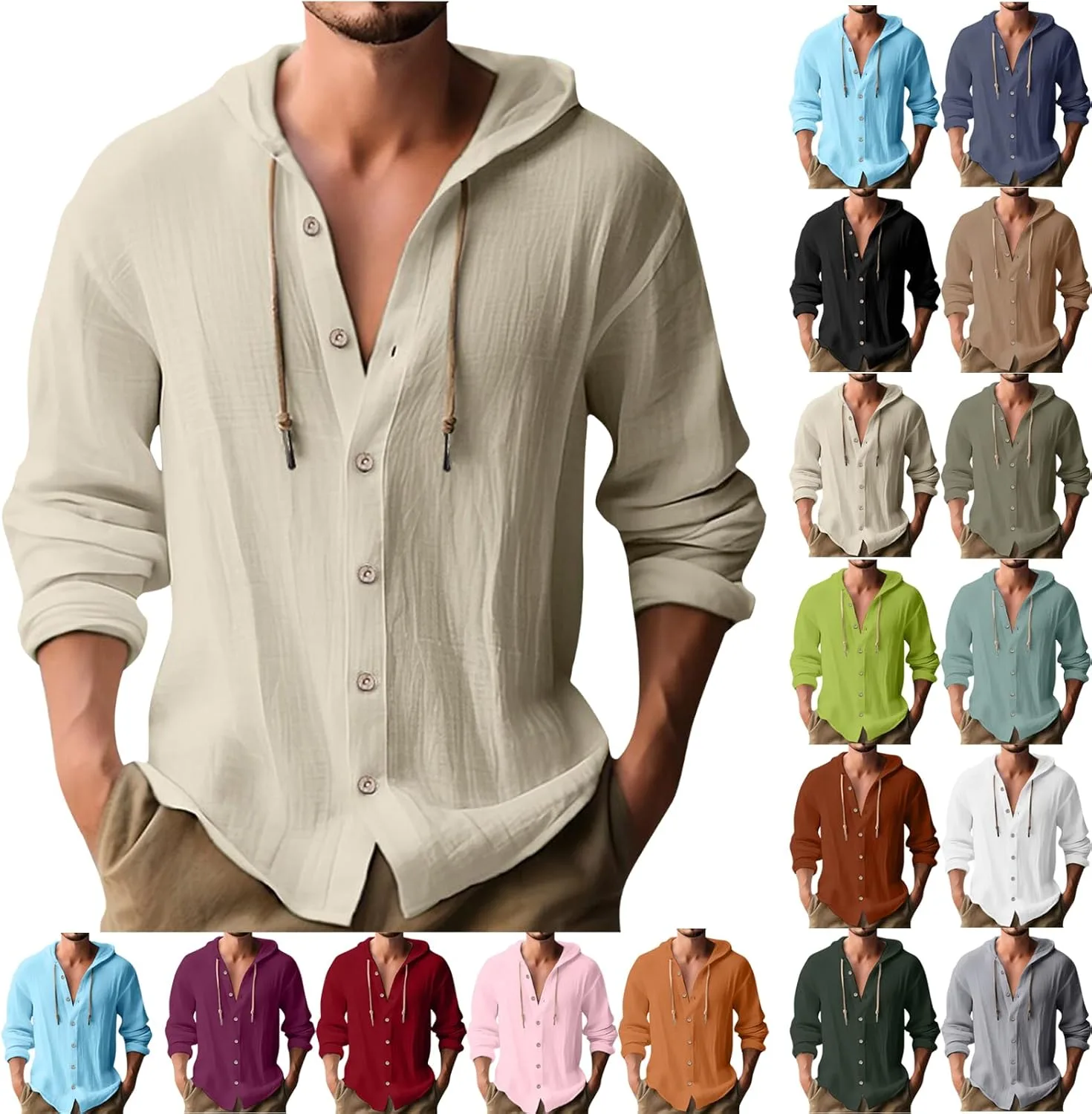 

Хлопковая льняная рубашка на пуговицах для мужчин RRMuAzgs