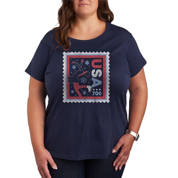

Футболка с принтом Plus size women's plus figure skater usa stamp distressed Licensed Character, Navy