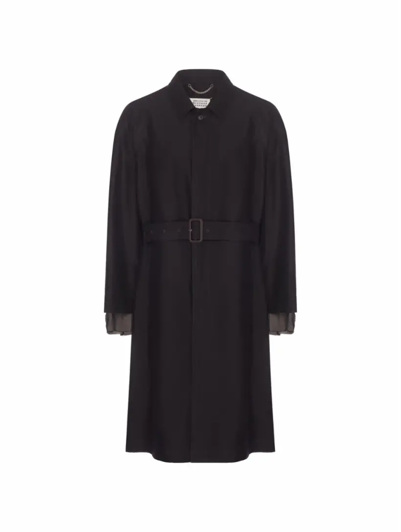 

Хлопковый плащ с поясом Maison Margiela, черный