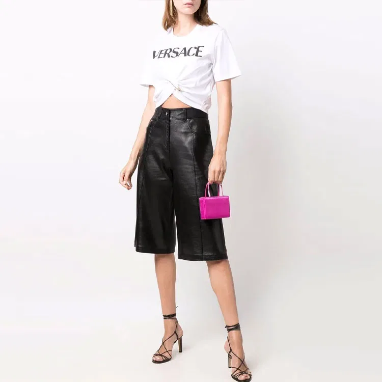 Футболка-кроп топ VERSACE Monogram Smiley Print белая — фото 3