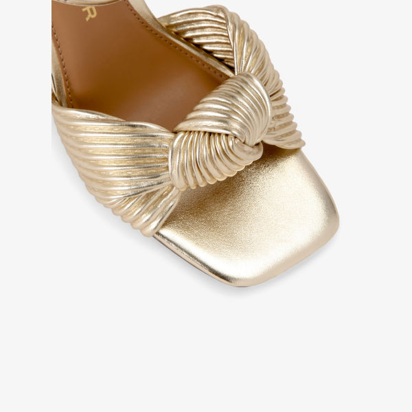 Сандалии на каблуке Kg Kurt Geiger Signet 105 с витыми ремешками, золотой — фото 4