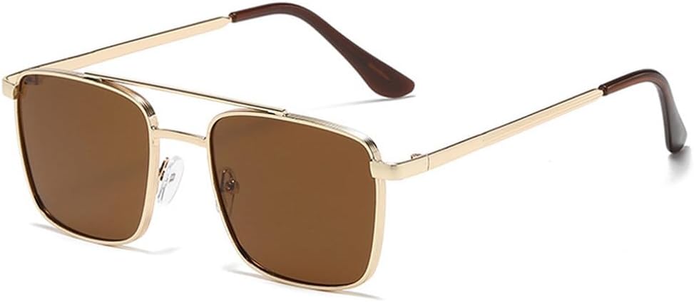 

Ретро металлические солнцезащитные очки с двойной перемычкой для женщин, модные прозрачные линзы с градиентом цвета океана, солнцезащитные очки UV400 для мужчин TKKTLLT, Golden Tea